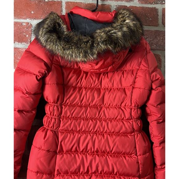 The North Face Red Gotham 550 Down Puffer Faux Fur Hood Jacket Size Small - Picture 7 of 13